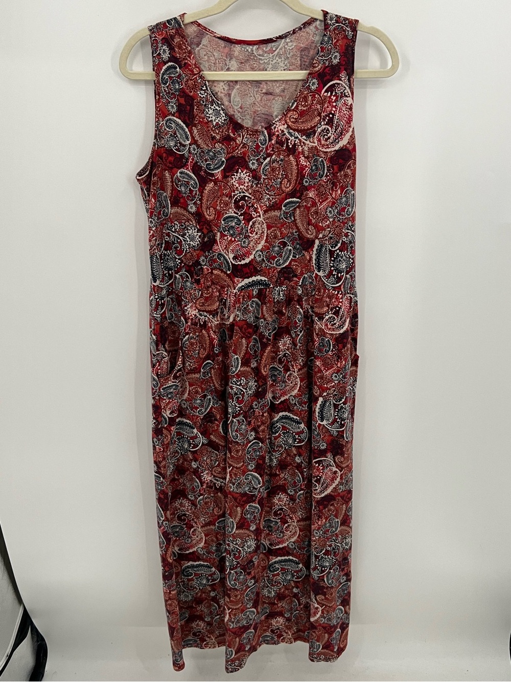 Garnet Hill Sleeveless Organic Cotton Blend Paisley Maxi Dress